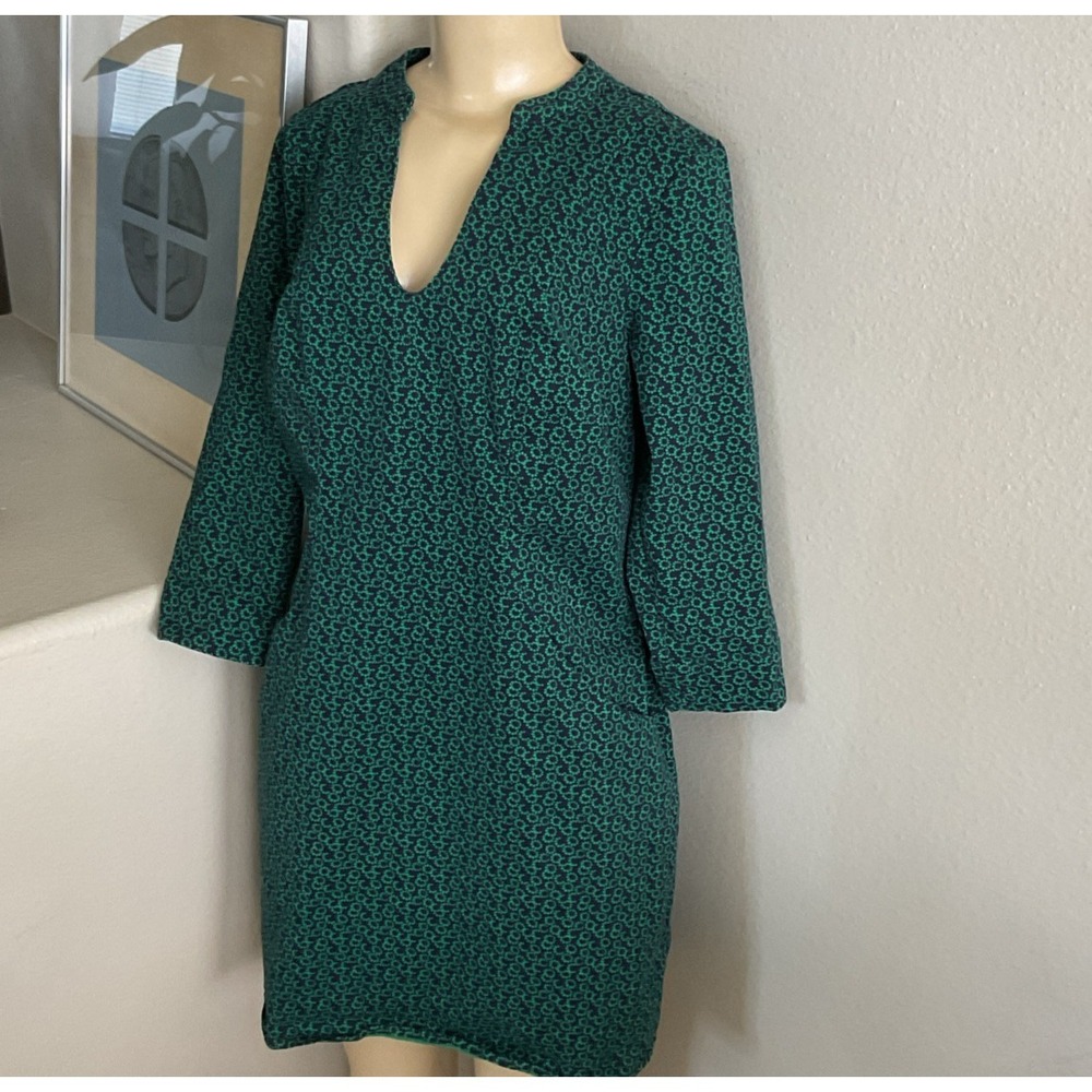 Boden Womens 10P Petite Sweet Petal Elizabeth Dress Green Blue Geometric Pockets